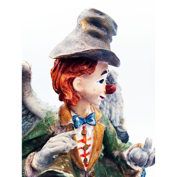 Clown with Angel Wings with Trumpet & Dog 9 Inches Tall Vintage 1980s Ceramic - Picture 12 of 16